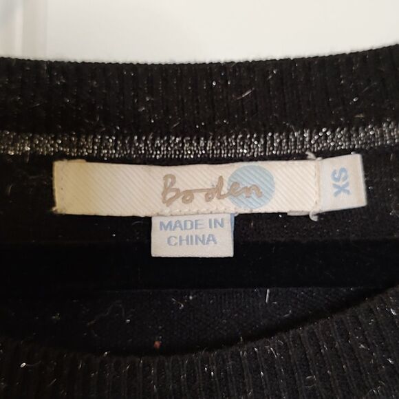 Boden Aurelie Sparkle Long Sleeve Sweater Top Black - Picture 2 of 8